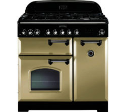 RANGEMASTER  Classic Deluxe 90 Dual Fuel Range Cooker - Cream & Chrome